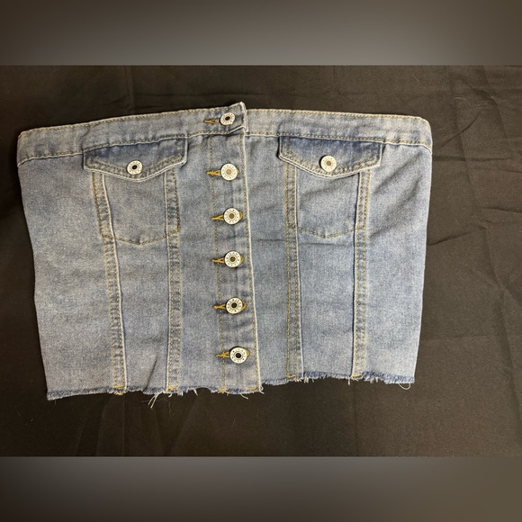 Tops - Denim Button-Up Crop Top